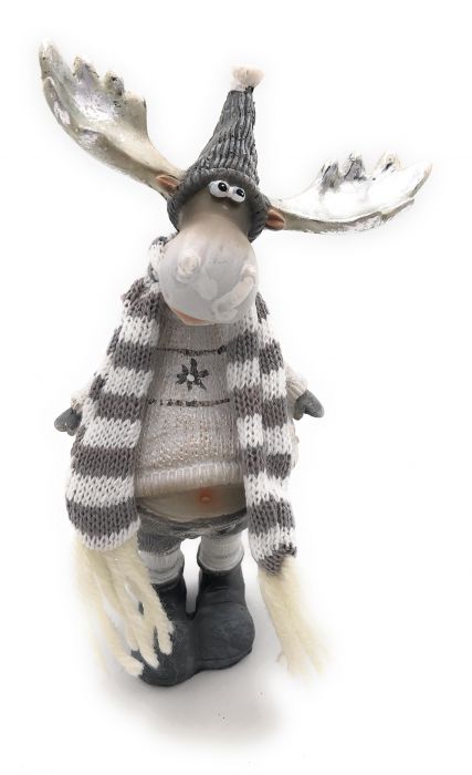 Weihnachtsdeko Figuren - stehende Elche mit Strick Schal
