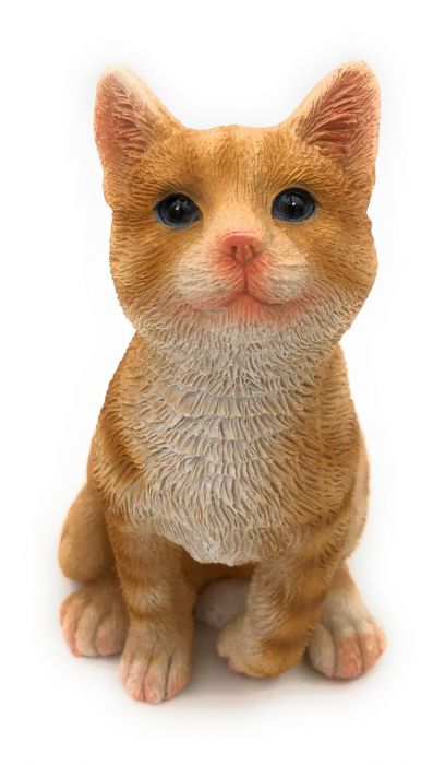 Katzenfigur, Deko-Figur orange Kunstharz aus Haus für getigerte Garten und Katze