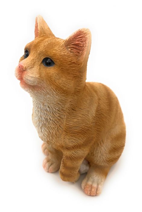 Haus Katzenfigur, aus Katze und getigerte für Kunstharz Deko-Figur Garten orange