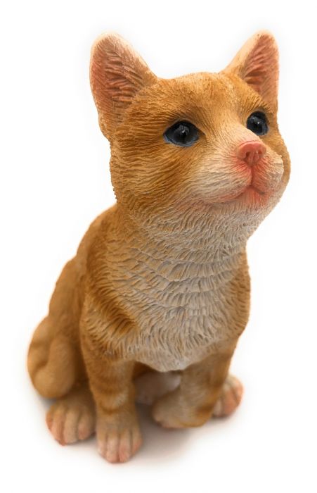 Katzenfigur, und Kunstharz orange Garten Deko-Figur für Haus Katze aus getigerte