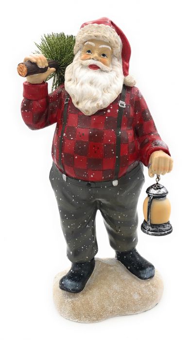 Handbemalte Weihnachtsmann Figur mit LED